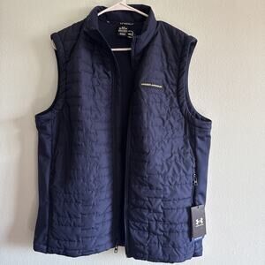 NWT Under Armour Navy Mens Med Golf Vest 1385830 Loose Fit Drive Pro Insulated